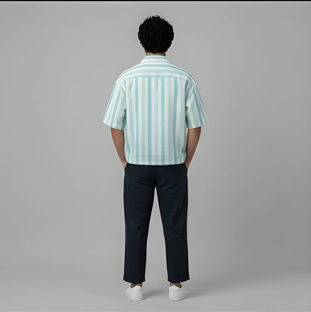 STRIPED EASY AQUA MARINE SHIRT