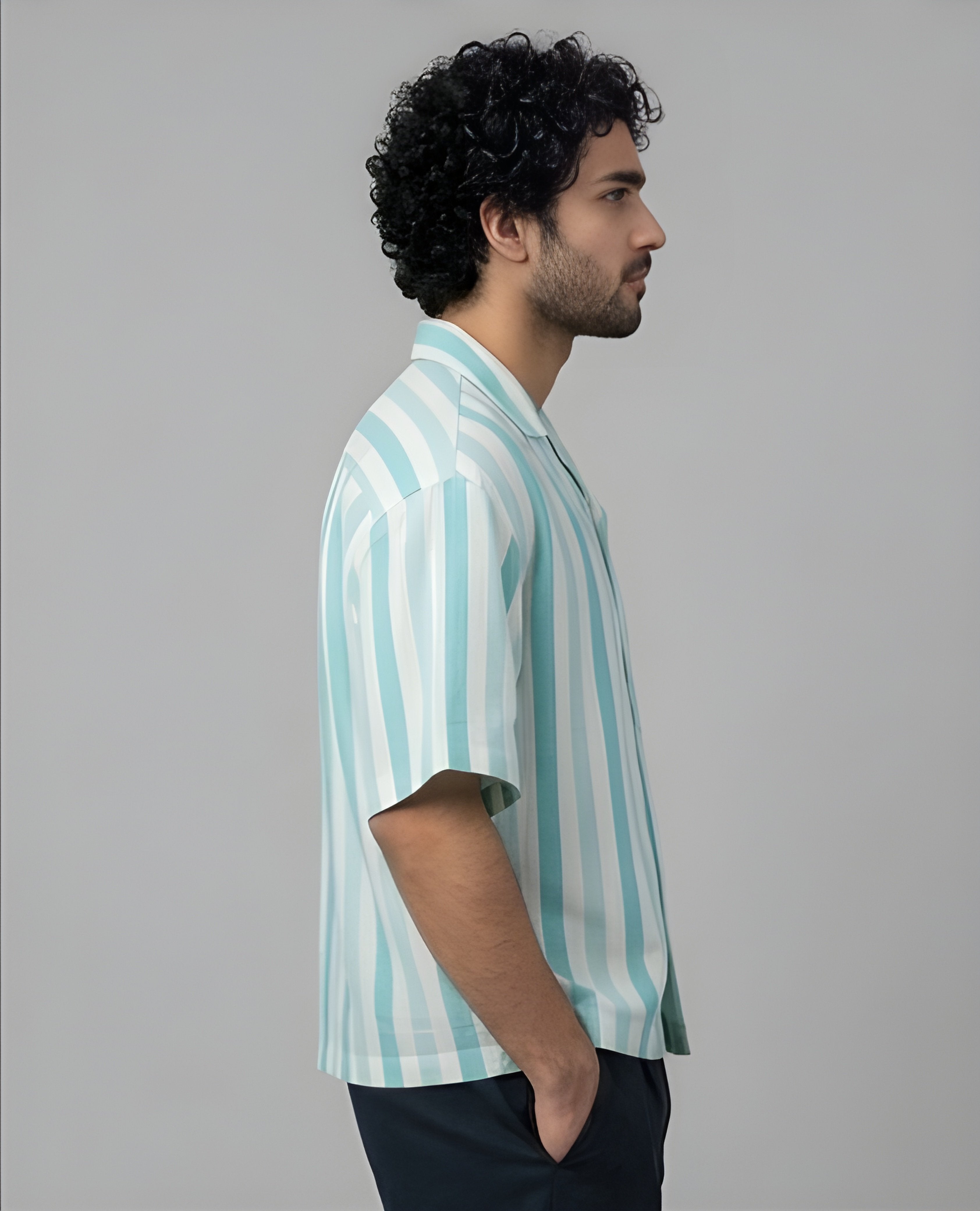 STRIPED EASY AQUA MARINE SHIRT