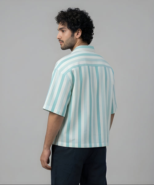 STRIPED EASY AQUA MARINE SHIRT