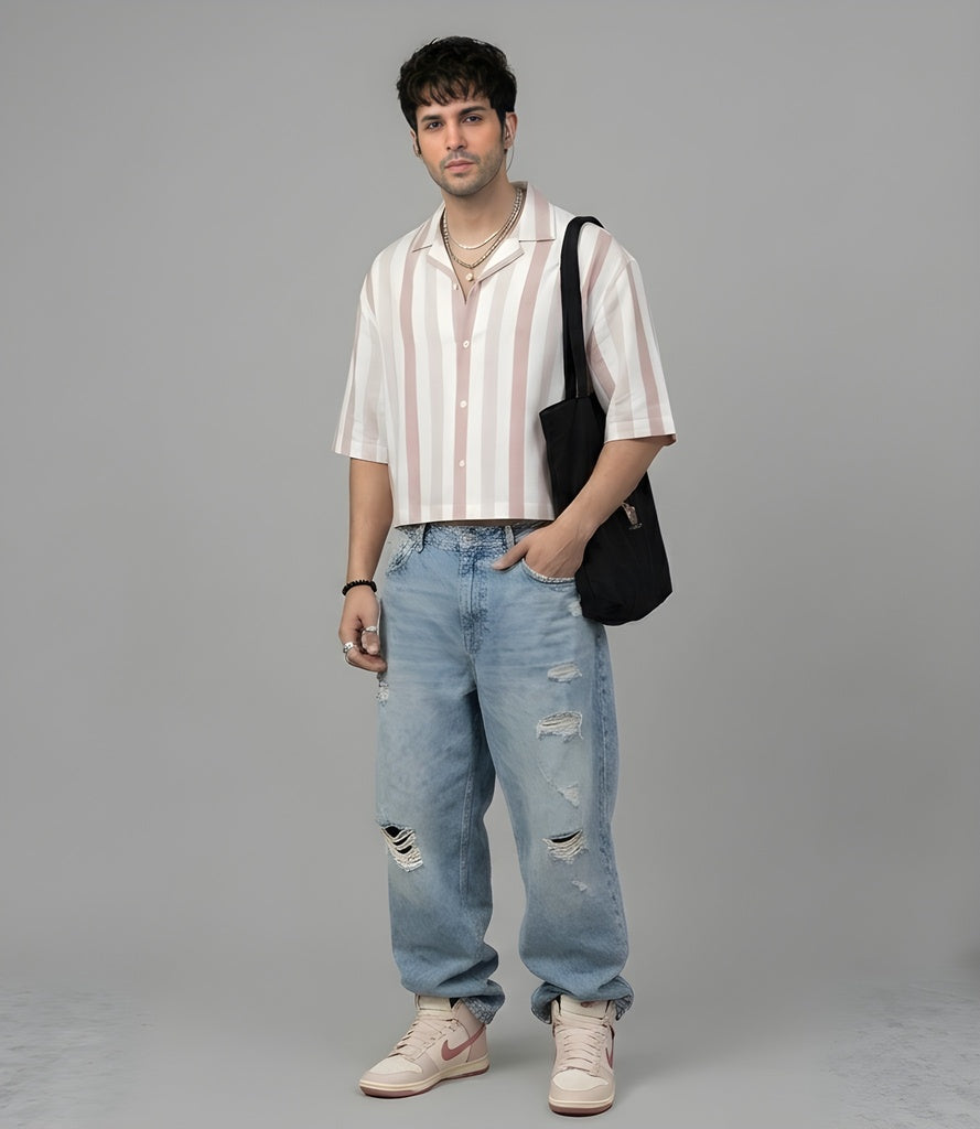 STRIPED EASY DUSTY ROSE SHIRT