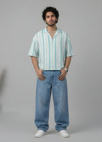 STRIPED EASY AQUA MARINE SHIRT