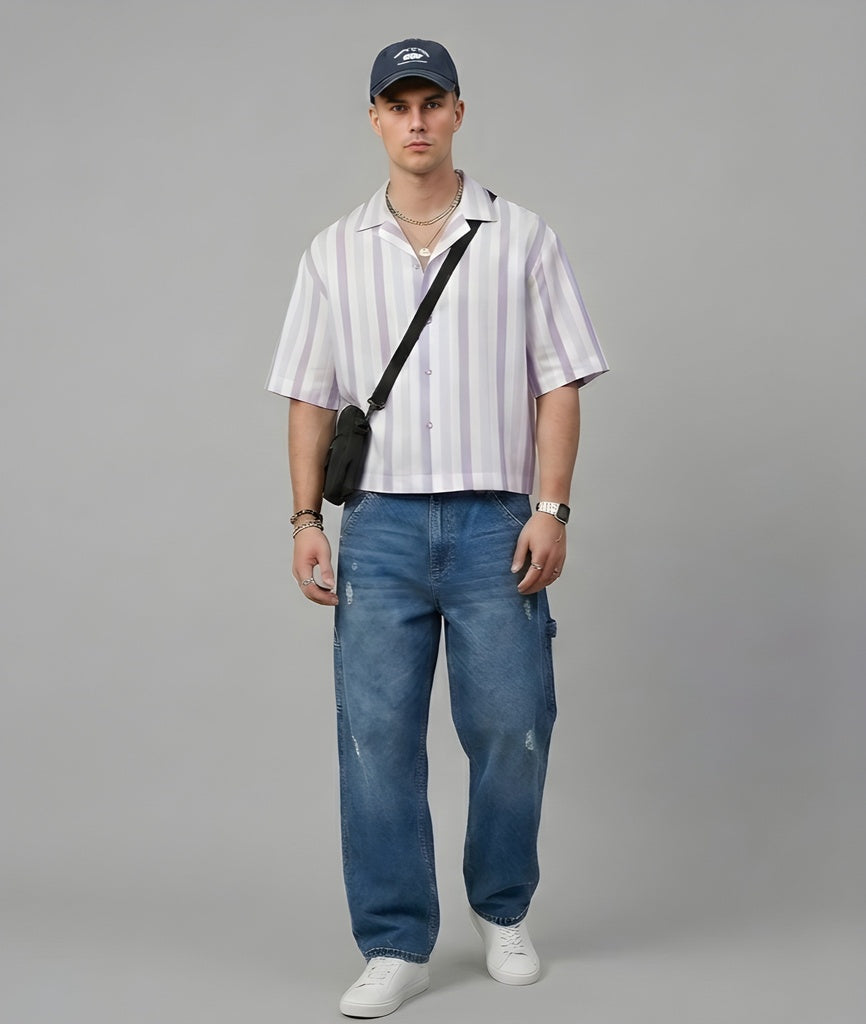 STRIPED EASY LAVENDER SHIRT