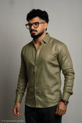 Forest Olive Linen Shirt – Premium Pure Linen | Regular Fit | Full Sleeve