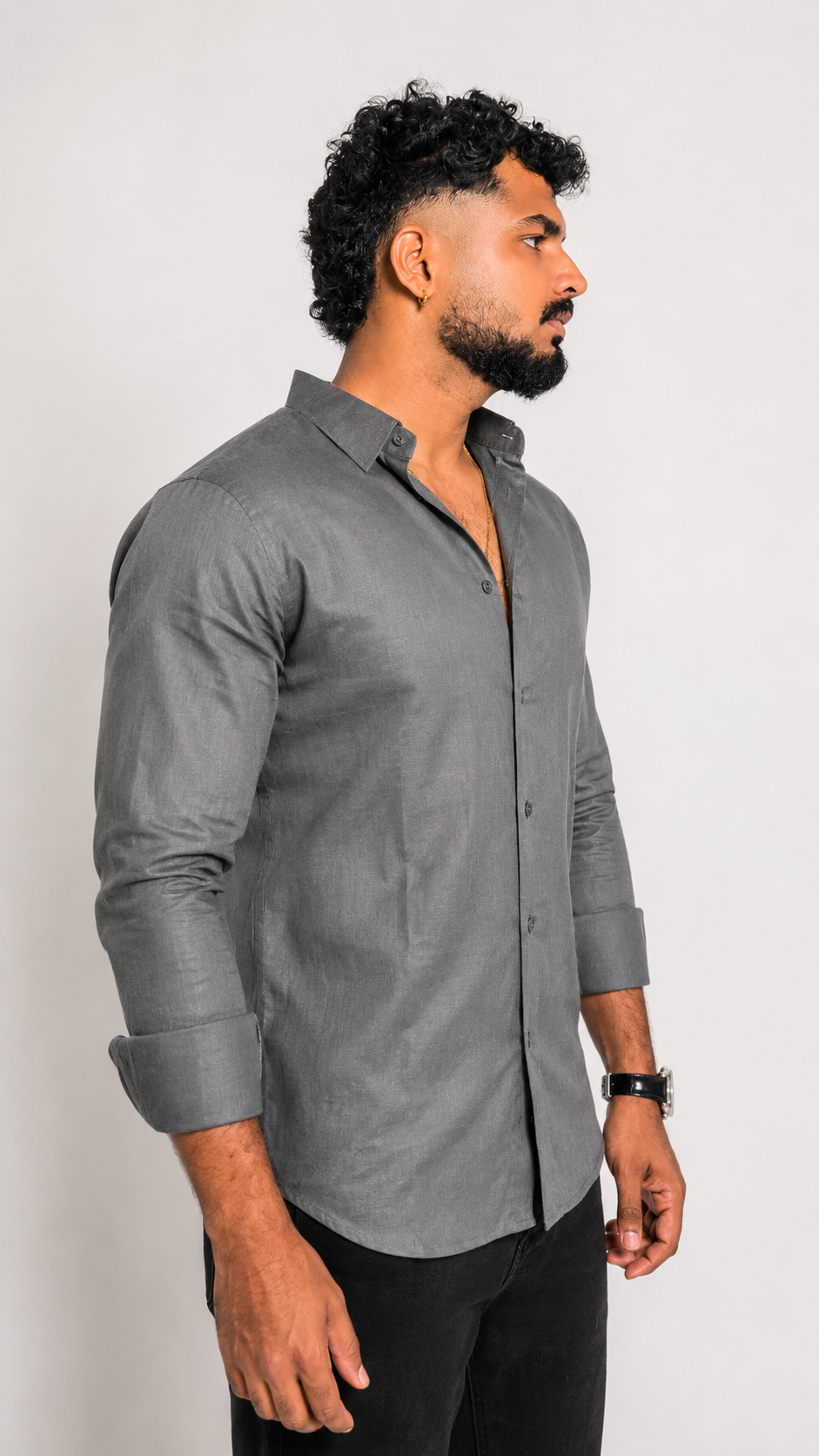 Graphite Linen Shirt – Premium Pure Linen | Regular Fit | Full Sleeve
