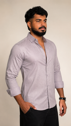 Ash Lilac Linen Shirt - Premium Pure Linen | Regular Fit | Full Sleeve